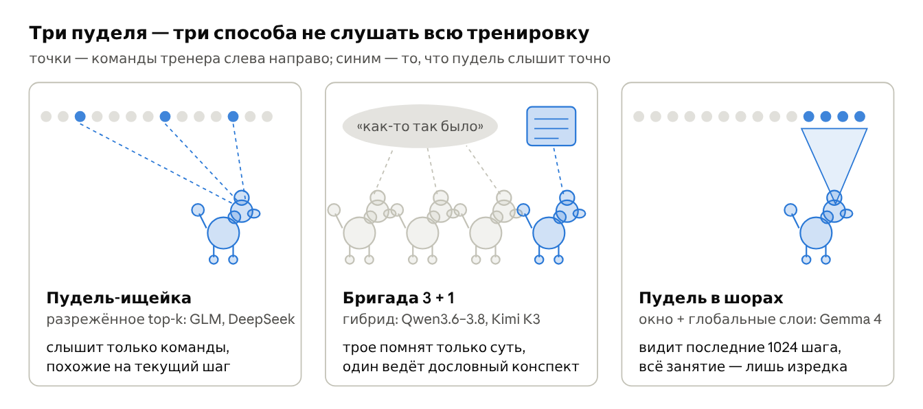 те же три семейства на пуделях · иллюстрация, не масштаб